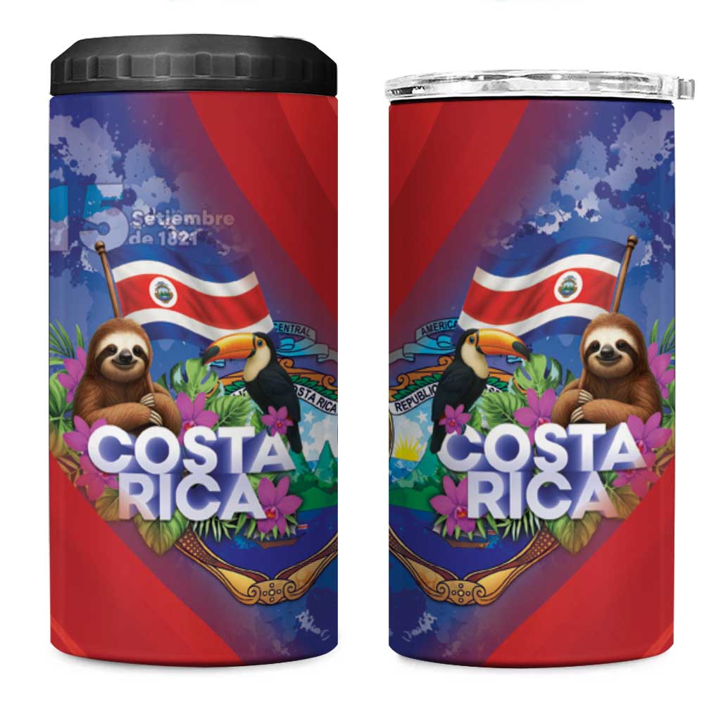 Costa Rica Independence Day 4 in 1 Can Cooler Tumbler 204 Years Of Freedom - Wonder Print Shop