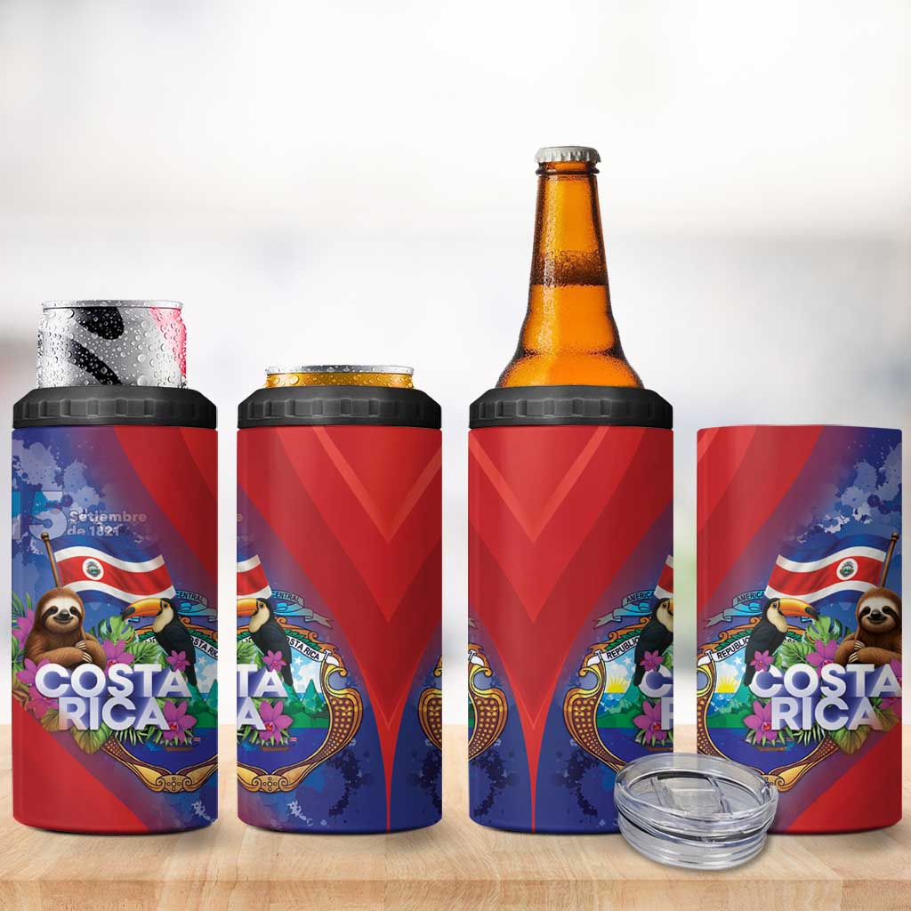 Costa Rica Independence Day 4 in 1 Can Cooler Tumbler 204 Years Of Freedom - Wonder Print Shop