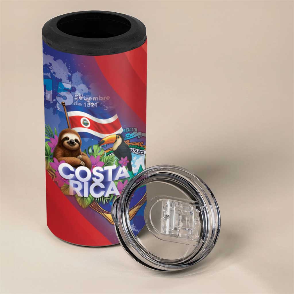 Costa Rica Independence Day 4 in 1 Can Cooler Tumbler 204 Years Of Freedom - Wonder Print Shop