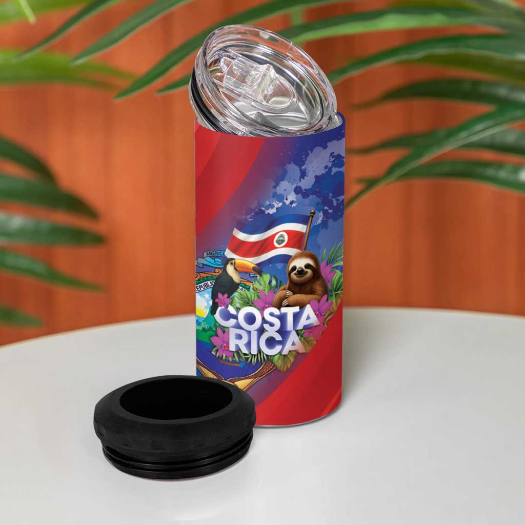 Costa Rica Independence Day 4 in 1 Can Cooler Tumbler 204 Years Of Freedom - Wonder Print Shop