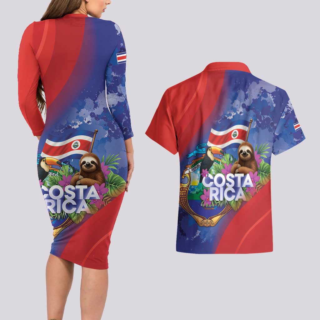 Costa Rica Independence Day Couples Matching Long Sleeve Bodycon Dress and Hawaiian Shirt 204 Years Of Freedom - Wonder Print Shop