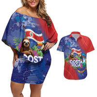 Costa Rica Independence Day Couples Matching Off Shoulder Short Dress and Hawaiian Shirt 204 Years Of Freedom - Wonder Print Shop