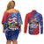 Costa Rica Independence Day Couples Matching Off Shoulder Short Dress and Long Sleeve Button Shirt 204 Years Of Freedom - Wonder Print Shop
