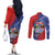 Costa Rica Independence Day Couples Matching Off The Shoulder Long Sleeve Dress and Long Sleeve Button Shirt 204 Years Of Freedom - Wonder Print Shop
