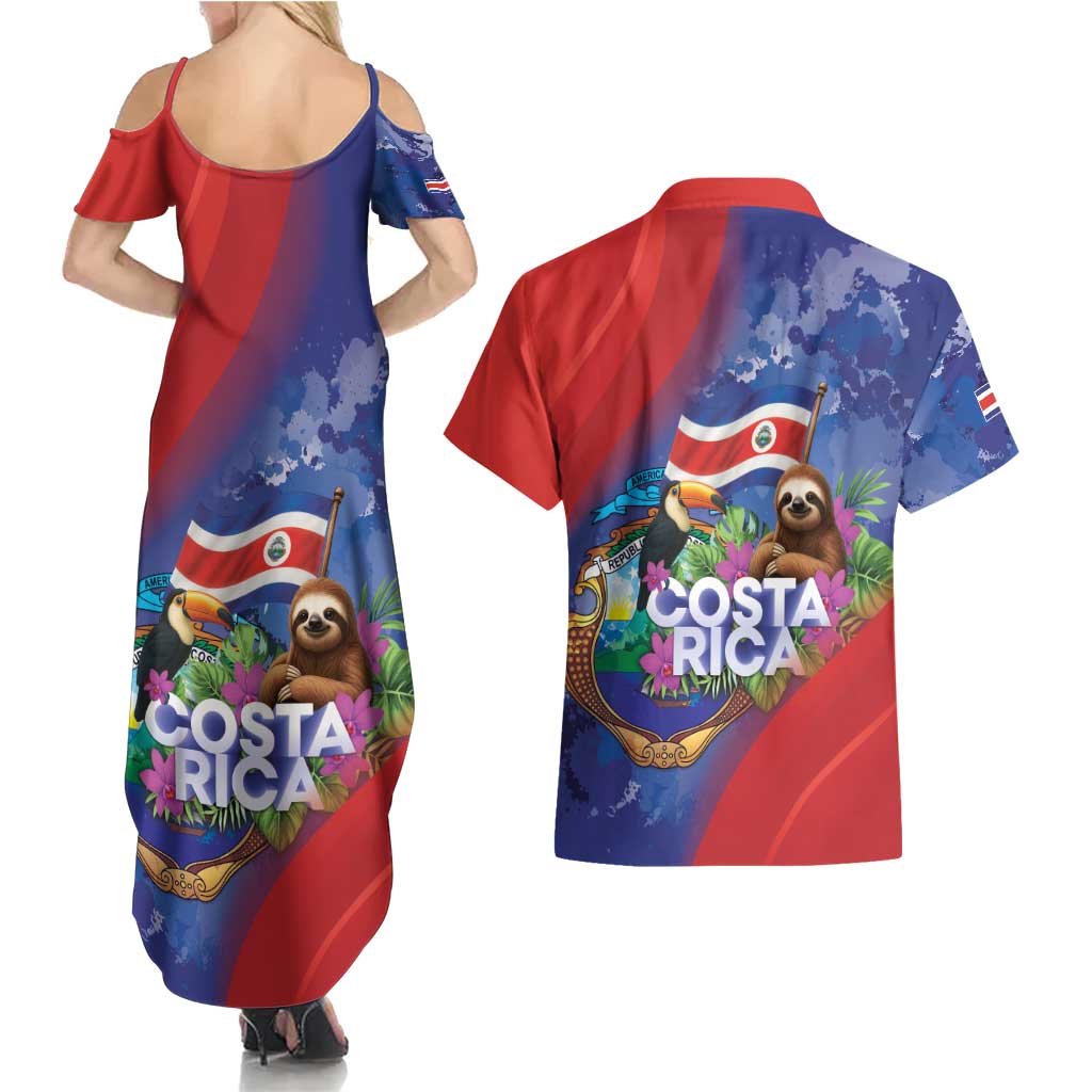 Costa Rica Independence Day Couples Matching Summer Maxi Dress and Hawaiian Shirt 204 Years Of Freedom - Wonder Print Shop