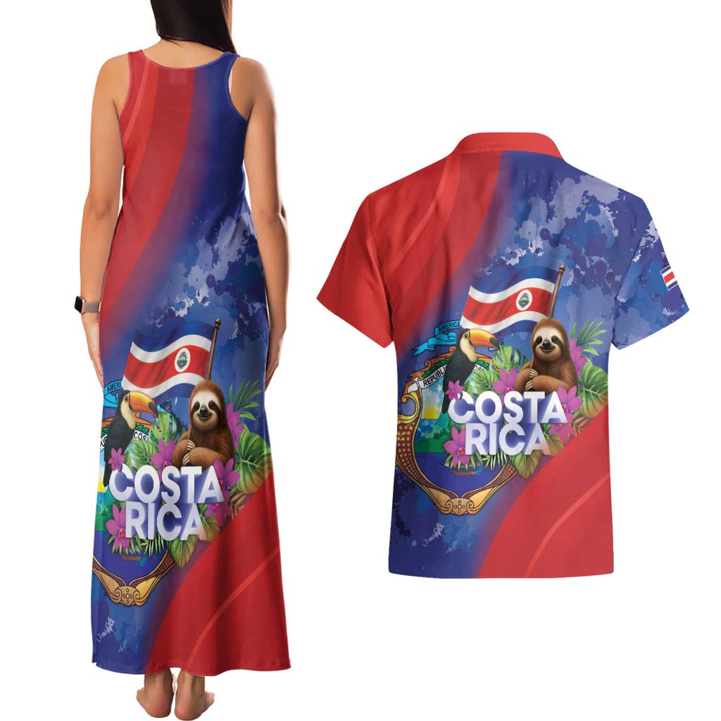 Costa Rica Independence Day Couples Matching Tank Maxi Dress and Hawaiian Shirt 204 Years Of Freedom - Wonder Print Shop
