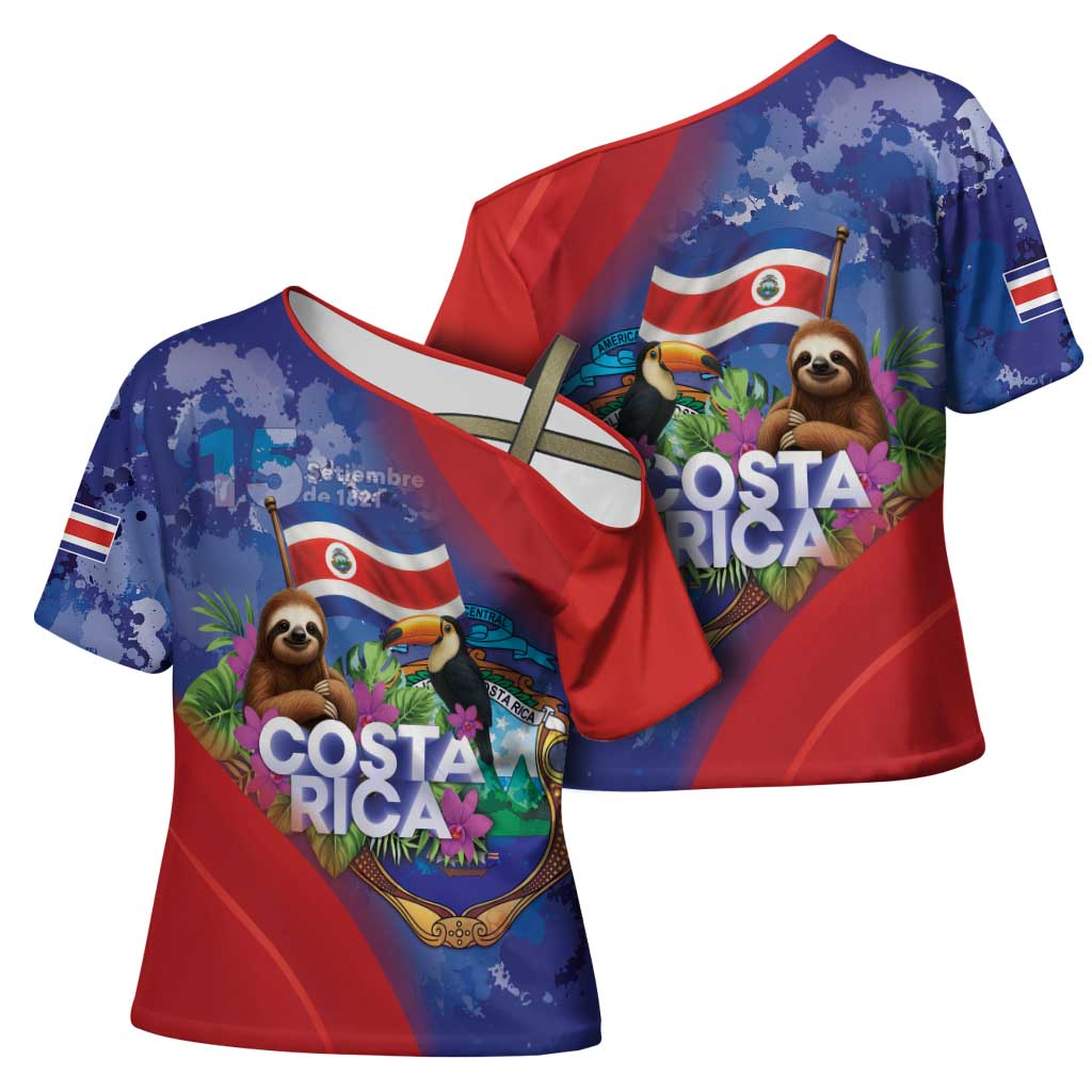Costa Rica Independence Day Cross Shoulder Shirt 204 Years Of Freedom - Wonder Print Shop