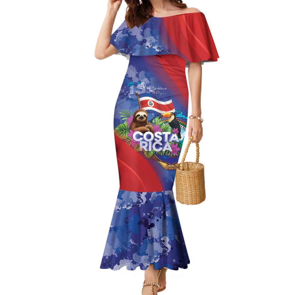 Costa Rica Independence Day Family Matching Mermaid Dress and Hawaiian Shirt 204 Years Of Freedom - Wonder Print Shop