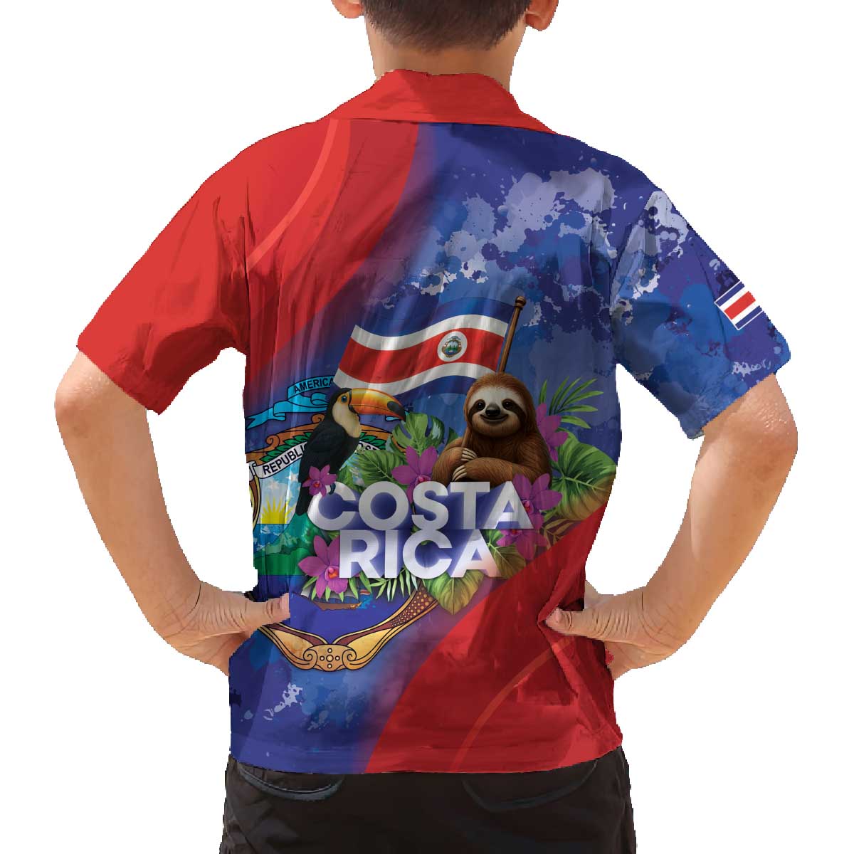 Costa Rica Independence Day Family Matching Off The Shoulder Long Sleeve Dress and Hawaiian Shirt 204 Years Of Freedom - Wonder Print Shop