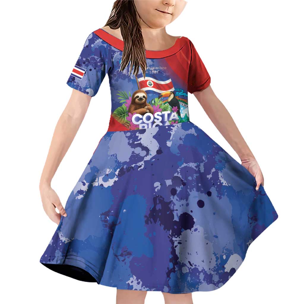 Costa Rica Independence Day Family Matching Off Shoulder Short Dress and Hawaiian Shirt 204 Years Of Freedom - Wonder Print Shop
