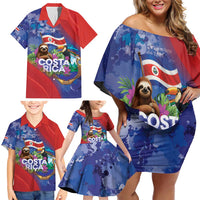Costa Rica Independence Day Family Matching Off Shoulder Short Dress and Hawaiian Shirt 204 Years Of Freedom - Wonder Print Shop