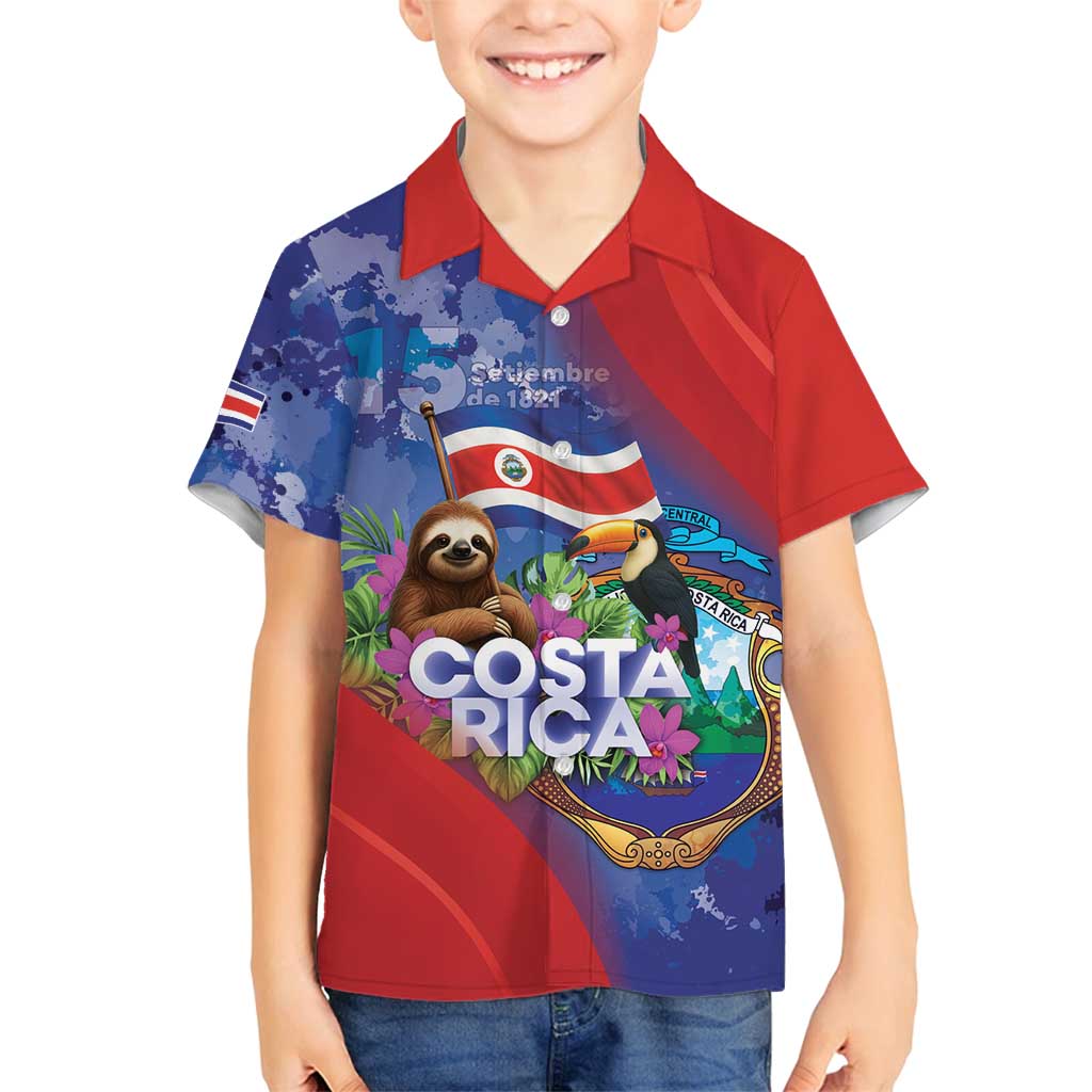 Costa Rica Independence Day Family Matching Off Shoulder Short Dress and Hawaiian Shirt 204 Years Of Freedom - Wonder Print Shop
