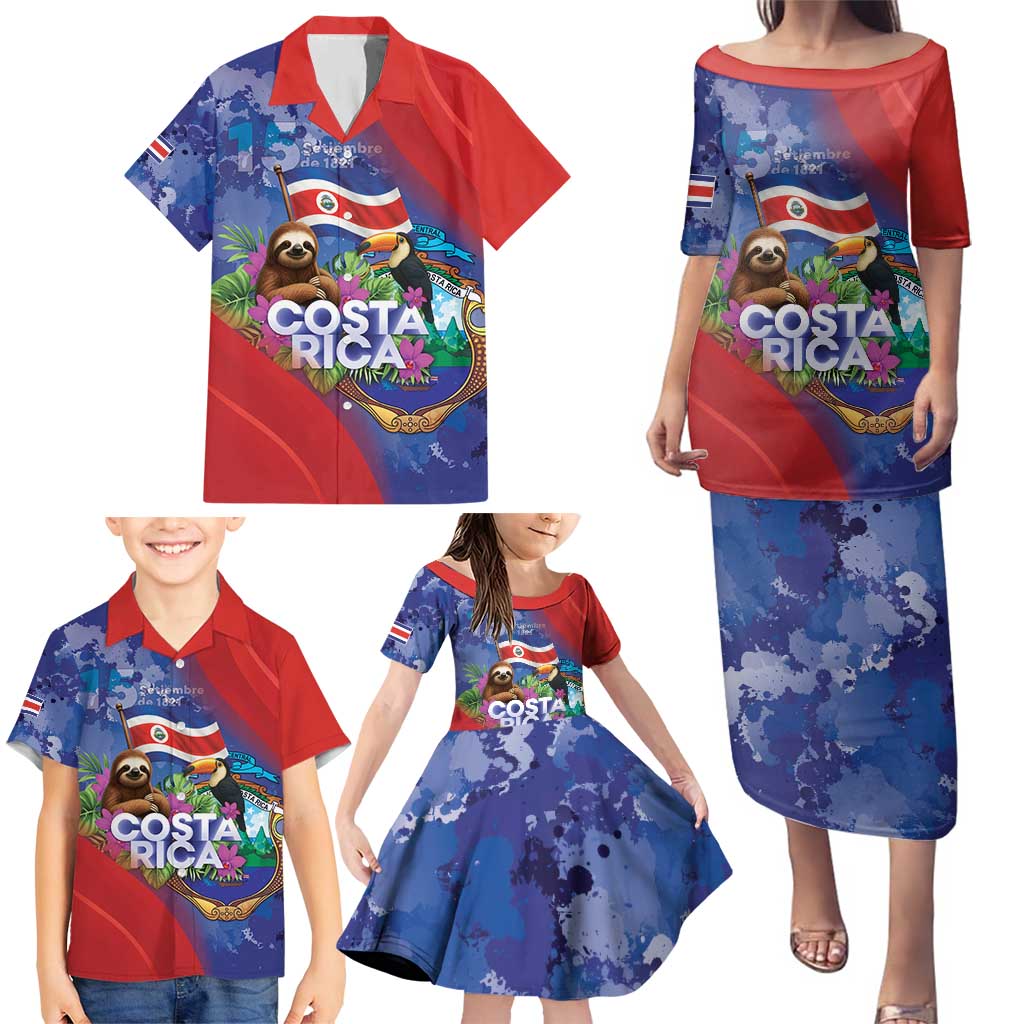 Costa Rica Independence Day Family Matching Puletasi and Hawaiian Shirt 204 Years Of Freedom - Wonder Print Shop