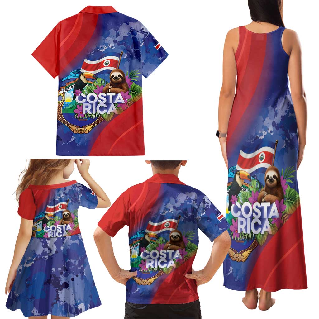 Costa Rica Independence Day Family Matching Tank Maxi Dress and Hawaiian Shirt 204 Years Of Freedom - Wonder Print Shop