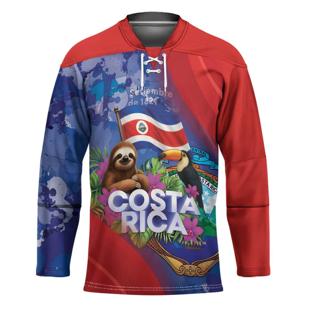 Costa Rica Independence Day Hockey Jersey 204 Years Of Freedom - Wonder Print Shop