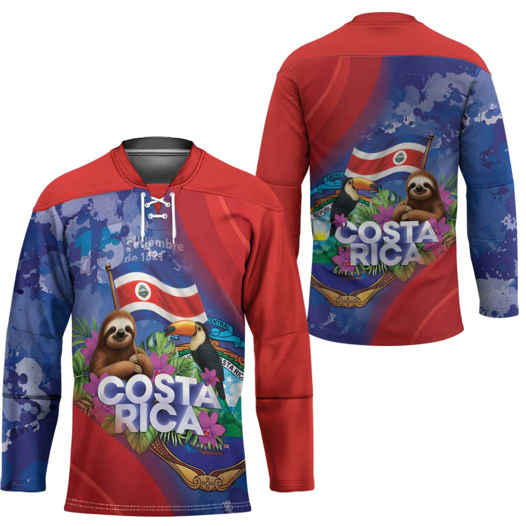 Costa Rica Independence Day Hockey Jersey 204 Years Of Freedom - Wonder Print Shop