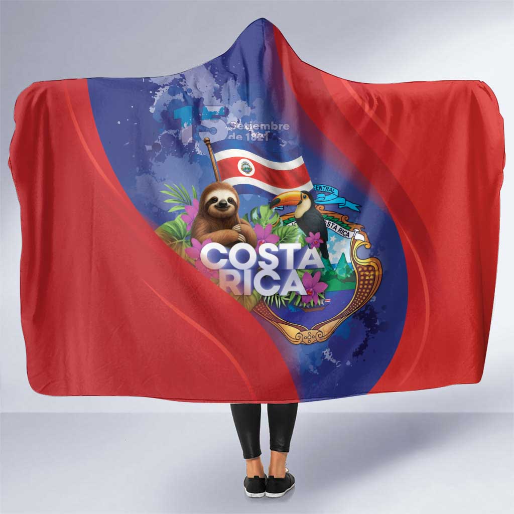 Costa Rica Independence Day Hooded Blanket 204 Years Of Freedom - Wonder Print Shop