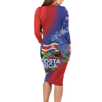 Costa Rica Independence Day Long Sleeve Bodycon Dress 204 Years Of Freedom - Wonder Print Shop