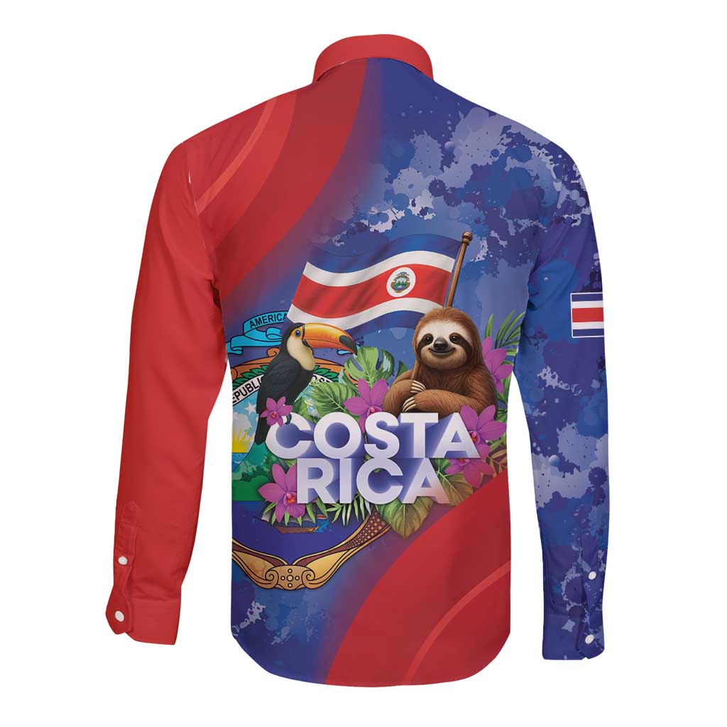 Costa Rica Independence Day Long Sleeve Button Shirt 204 Years Of Freedom - Wonder Print Shop