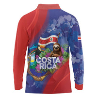 Costa Rica Independence Day Long Sleeve Polo Shirt 204 Years Of Freedom - Wonder Print Shop