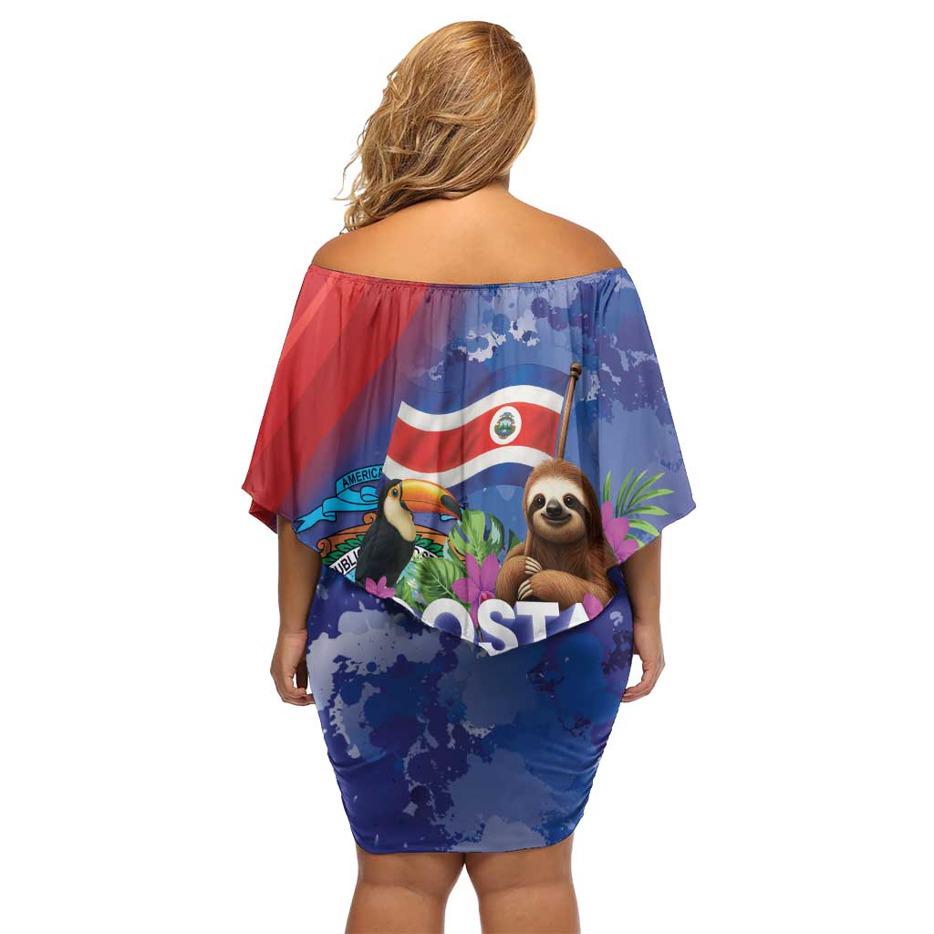 Costa Rica Independence Day Off Shoulder Short Dress 204 Years Of Freedom - Wonder Print Shop