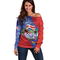Costa Rica Independence Day Off Shoulder Sweater 204 Years Of Freedom - Wonder Print Shop