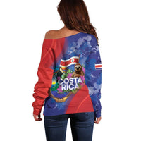 Costa Rica Independence Day Off Shoulder Sweater 204 Years Of Freedom - Wonder Print Shop