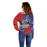 Costa Rica Independence Day Off Shoulder Sweater 204 Years Of Freedom - Wonder Print Shop