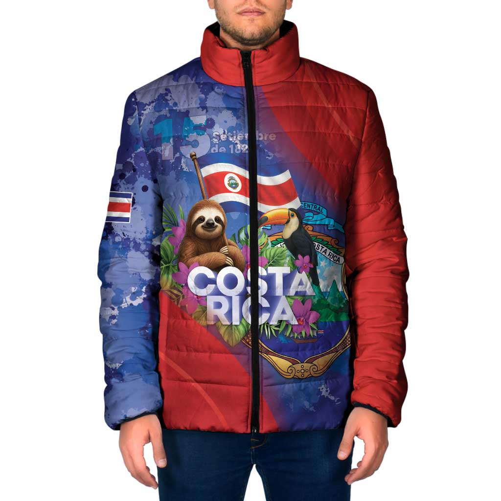Costa Rica Independence Day Padded Jacket 204 Years Of Freedom - Wonder Print Shop