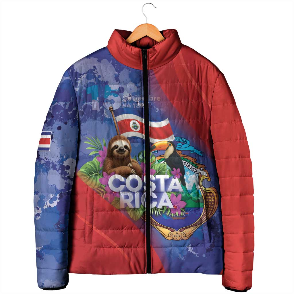 Costa Rica Independence Day Padded Jacket 204 Years Of Freedom - Wonder Print Shop