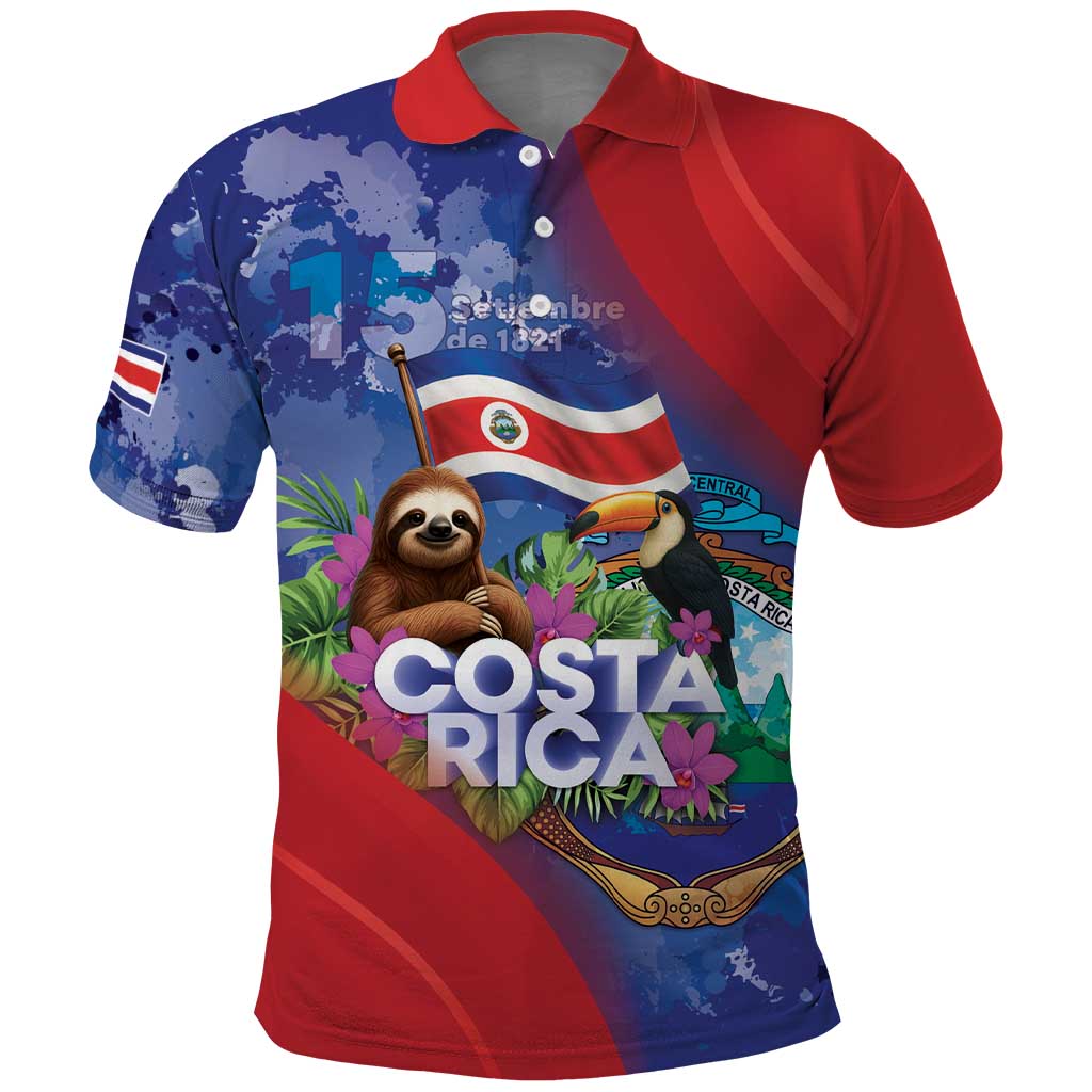 Costa Rica Independence Day Polo Shirt 204 Years Of Freedom - Wonder Print Shop