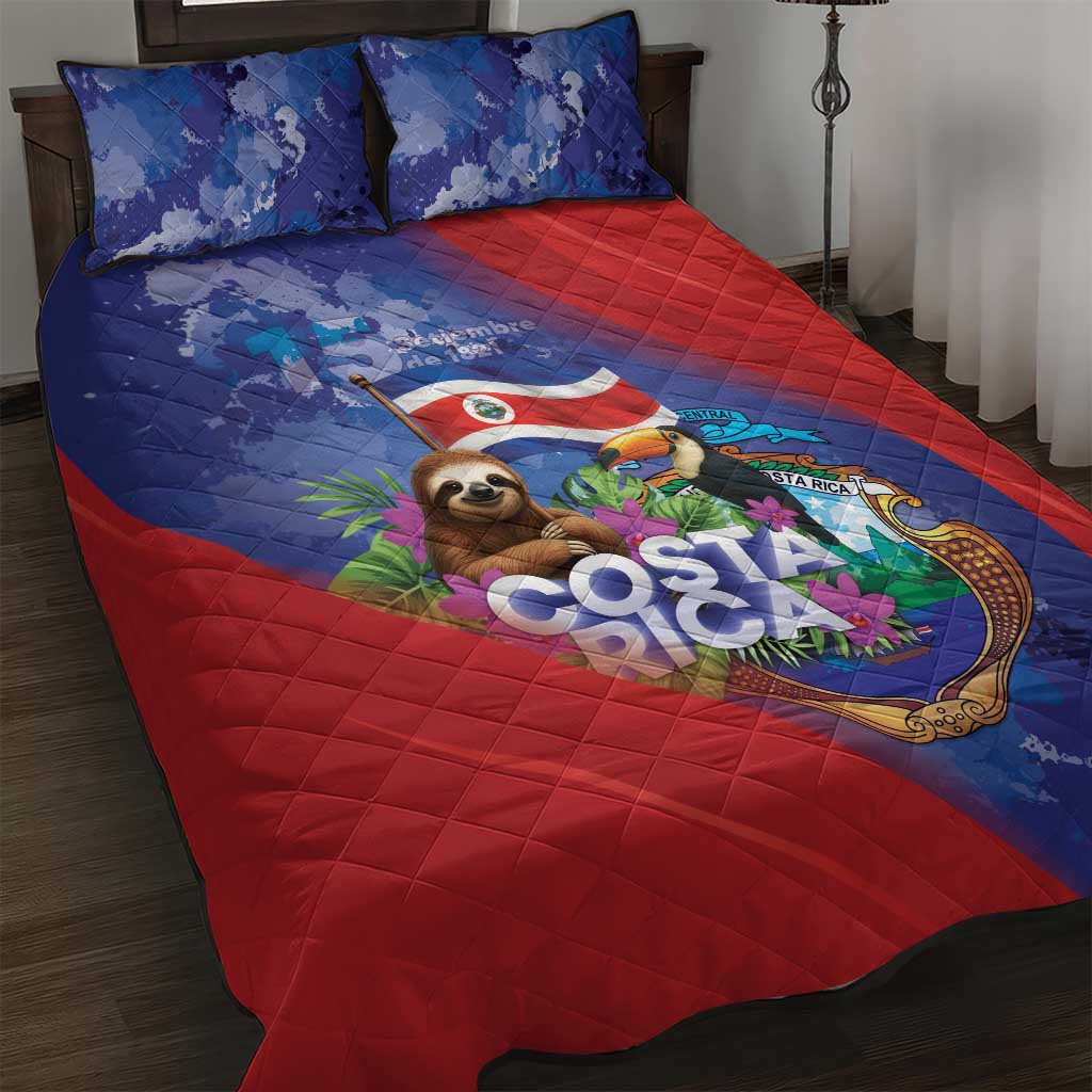 Costa Rica Independence Day Quilt Bed Set 204 Years Of Freedom - Wonder Print Shop