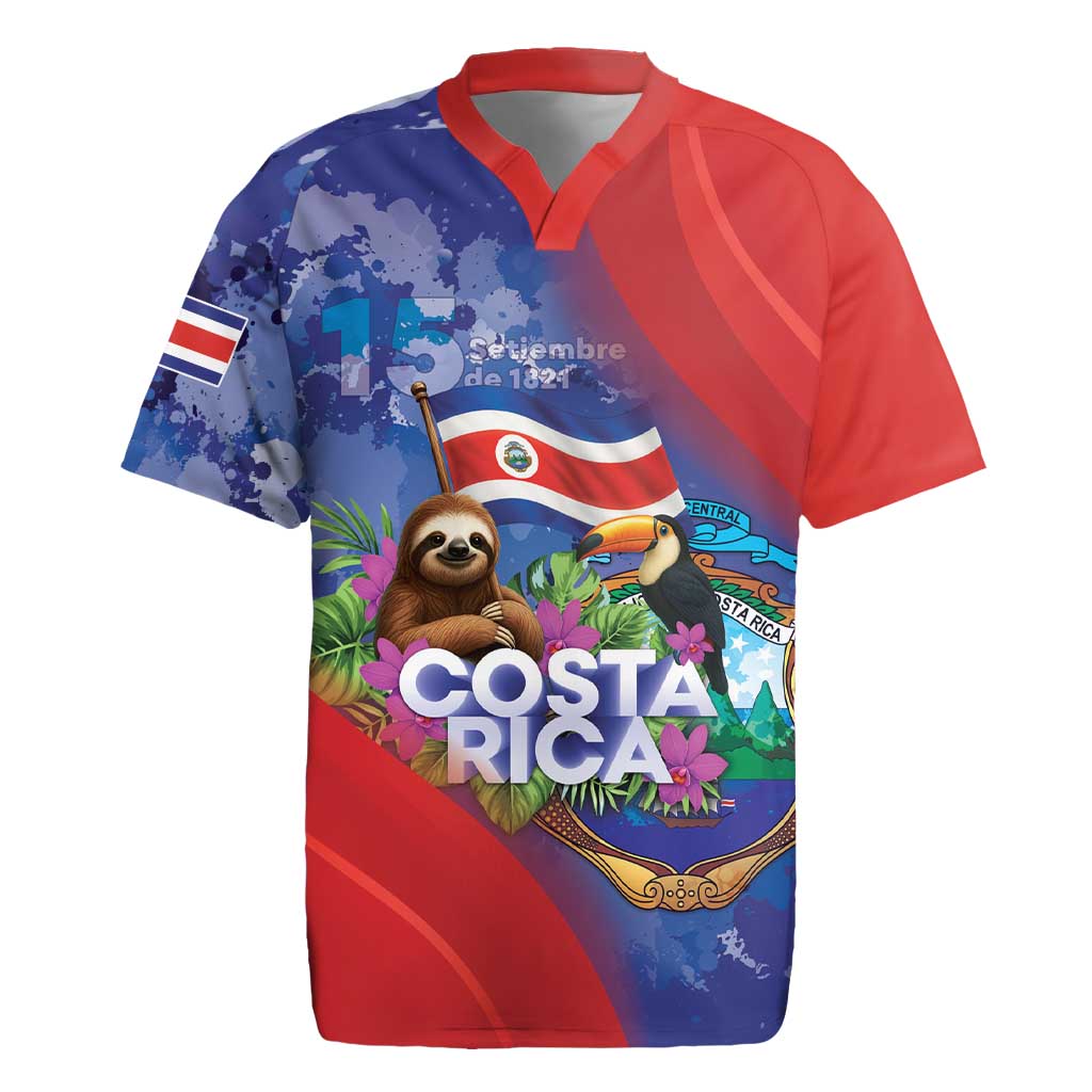 Costa Rica Independence Day Rugby Jersey 204 Years Of Freedom - Wonder Print Shop