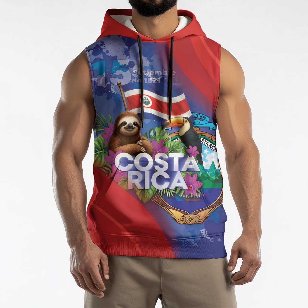 Costa Rica Independence Day Sleeveless Hoodie 204 Years Of Freedom - Wonder Print Shop