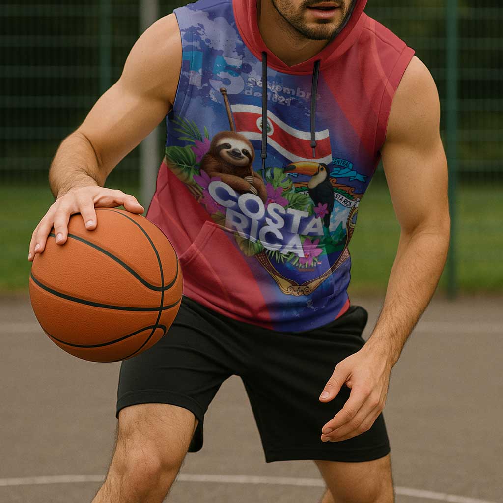 Costa Rica Independence Day Sleeveless Hoodie 204 Years Of Freedom - Wonder Print Shop