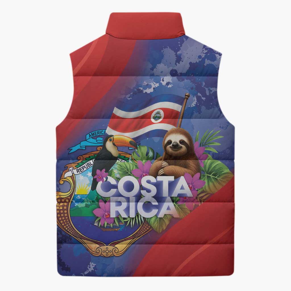 Costa Rica Independence Day Sleeveless Puffer Jacket 204 Years Of Freedom - Wonder Print Shop