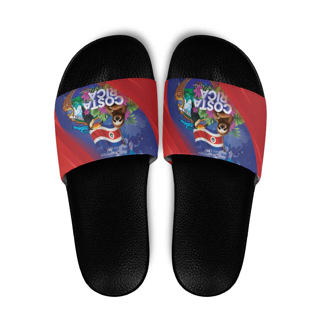 Costa Rica Independence Day Slide Sandals 204 Years Of Freedom - Wonder Print Shop