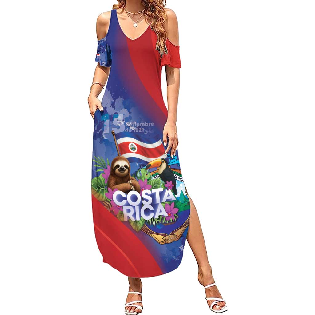 Costa Rica Independence Day Summer Maxi Dress 204 Years Of Freedom - Wonder Print Shop