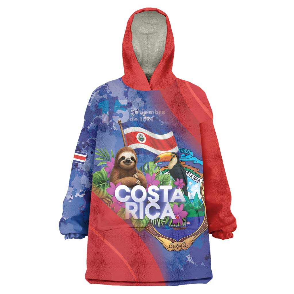 Costa Rica Independence Day Wearable Blanket Hoodie 204 Years Of Freedom - Wonder Print Shop