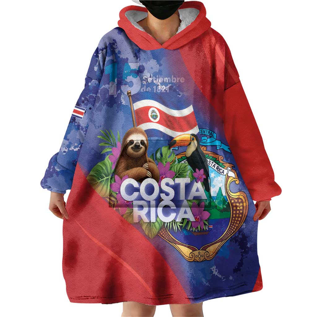 Costa Rica Independence Day Wearable Blanket Hoodie 204 Years Of Freedom - Wonder Print Shop