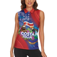 Costa Rica Independence Day Women Sleeveless Polo Shirt 204 Years Of Freedom - Wonder Print Shop