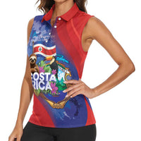 Costa Rica Independence Day Women Sleeveless Polo Shirt 204 Years Of Freedom - Wonder Print Shop