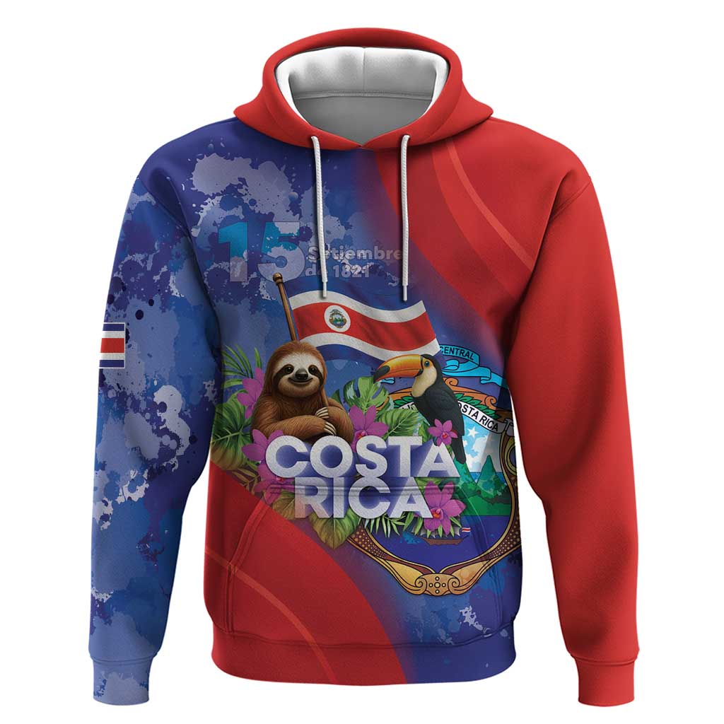 Costa Rica Independence Day Zip Hoodie 204 Years Of Freedom - Wonder Print Shop