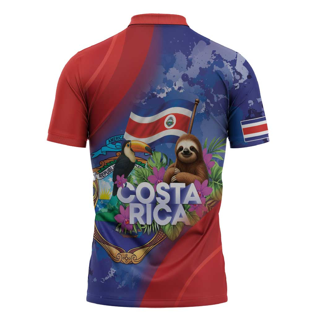 Costa Rica Independence Day Zipper Polo Shirt 204 Years Of Freedom - Wonder Print Shop