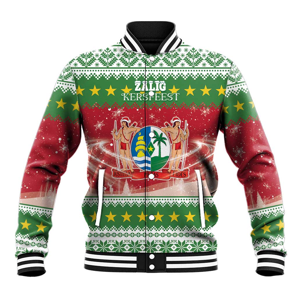 Suriname Christmas Baseball Jacket Coat Of Arms Zalig Kersfeest - Wonder Print Shop