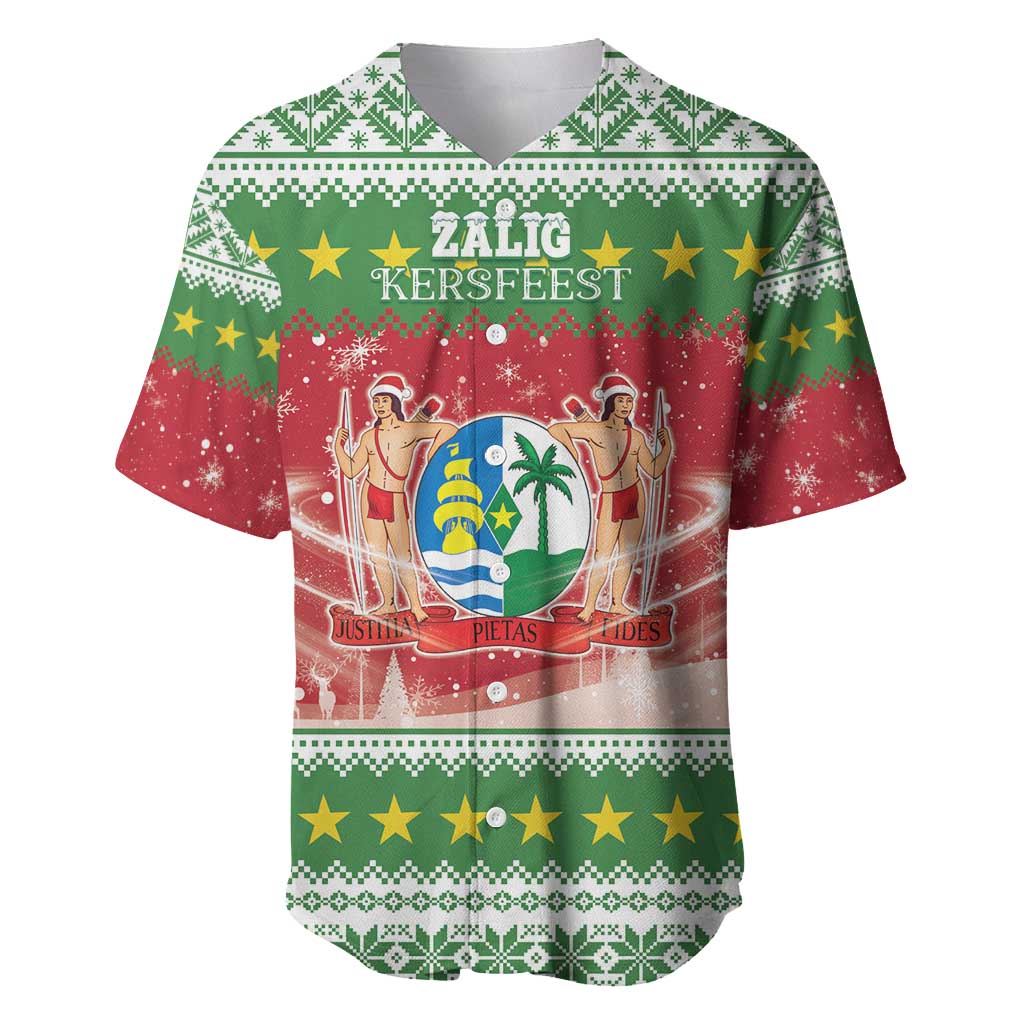 Suriname Christmas Baseball Jersey Coat Of Arms Zalig Kersfeest - Wonder Print Shop