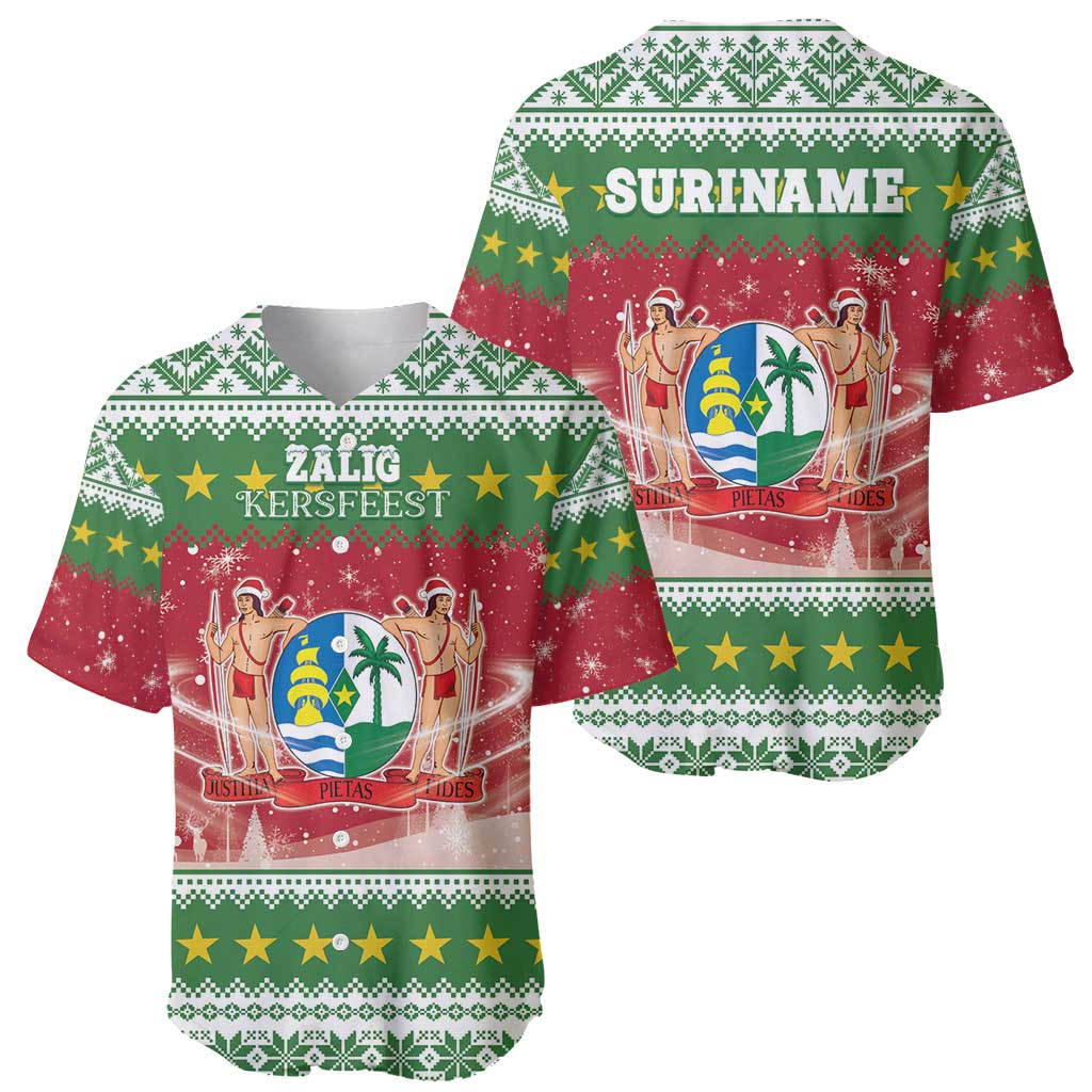 Suriname Christmas Baseball Jersey Coat Of Arms Zalig Kersfeest - Wonder Print Shop