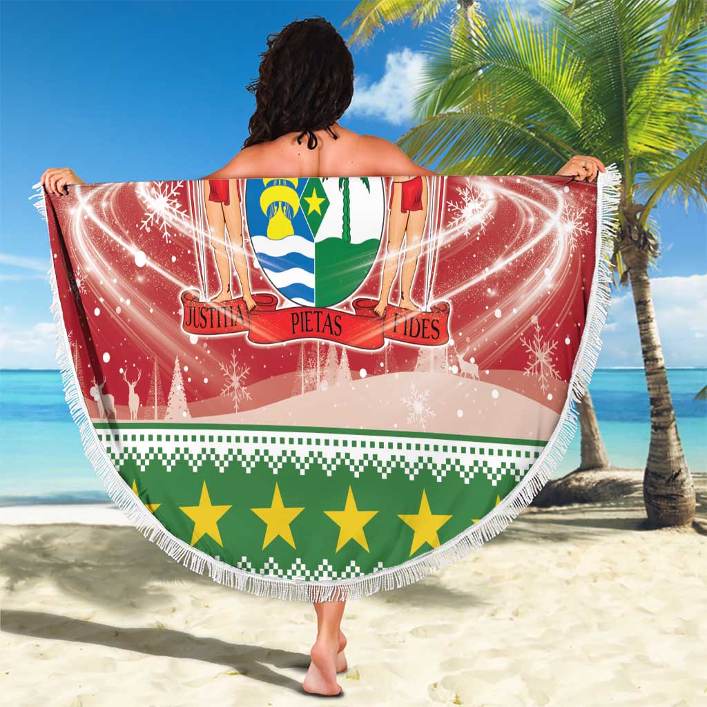 Suriname Christmas Beach Blanket Coat Of Arms Zalig Kersfeest - Wonder Print Shop