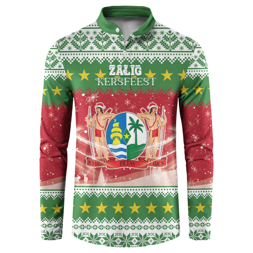 Suriname Christmas Button Sweatshirt Coat Of Arms Zalig Kersfeest - Wonder Print Shop