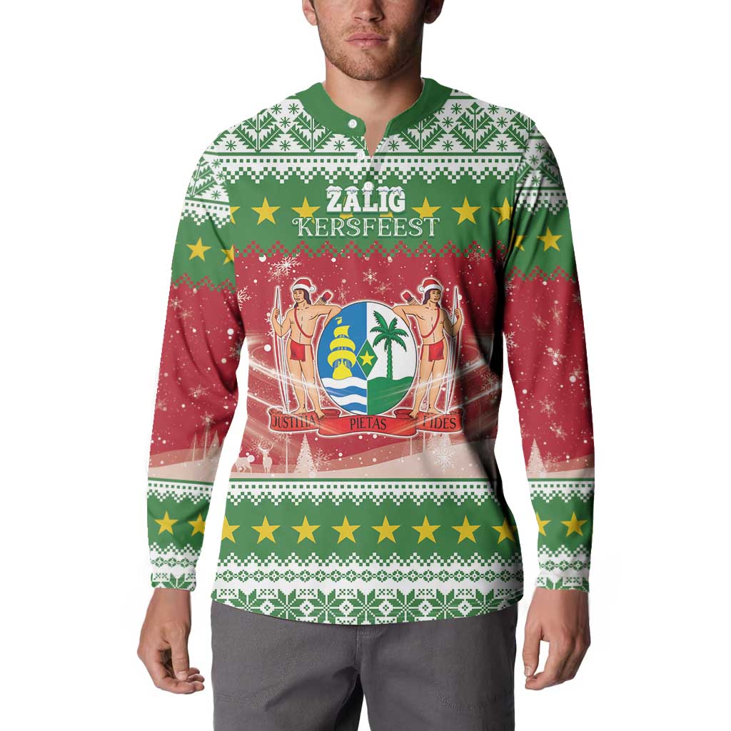 Suriname Christmas Button Sweatshirt Coat Of Arms Zalig Kersfeest - Wonder Print Shop